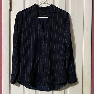 Banana Republic Navy Blouse with White Stripes